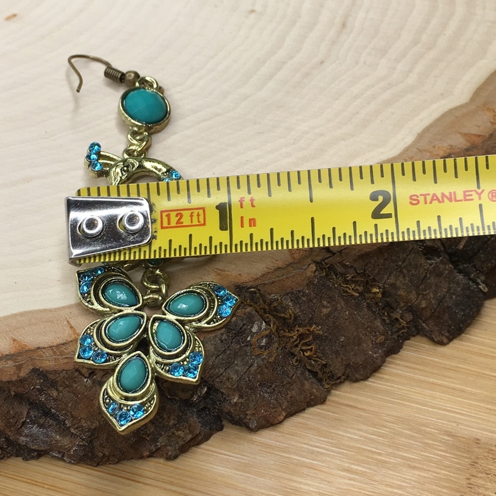 Peacock Earrings Blue And Bronze - Picture 7 of 8